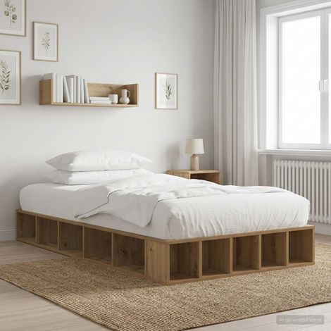 Cadre de lit avec rangement 80 x 200 cm en bois d’ingénierie chêne artisanal, 37.3kg - PANGIVO (1/5)