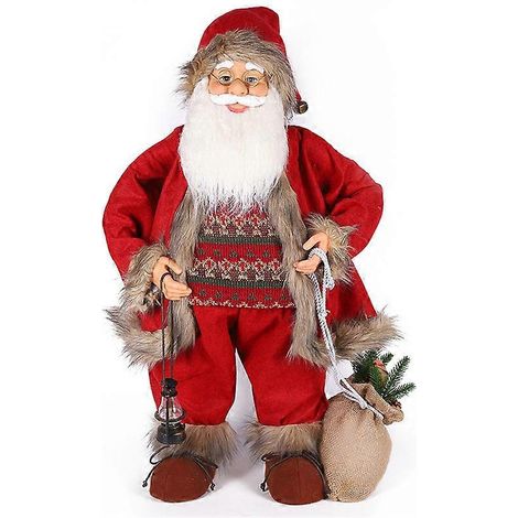 Decoraciones de Papá Noel de 80 cm, figura de Papá Noel de pie para Navidad, decoración navideña para calcetines y bolsas de regalos, decoración navideña para interiores, cumpleaños (1/5)