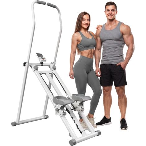 SPORTNOW Stair Stepper Verticale con Manubri Regolabile a 3 Livelli, Bianco