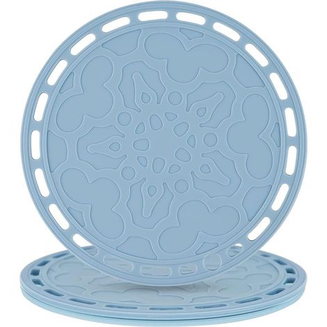 Lot de 3 grands dessous-de-plat et maniques ronds en silicone Bleu (1/4)
