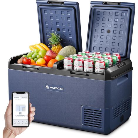Glaciere Electrique: 75L Glaciere a Compression, -20℃ à 20℃ Frigo Compression 12v avec APP contrôle, Double Zone Glaciere Electrique 12v 220v pour Voiture, Camion, Camping-Car [Classe énergétique D] (1/5)