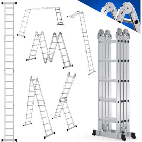 Jiubiaz Scala articolata in alluminio 4x5 gradini, scala multifunzione pieghevole, 150 kg, casa e giardino (1/5)