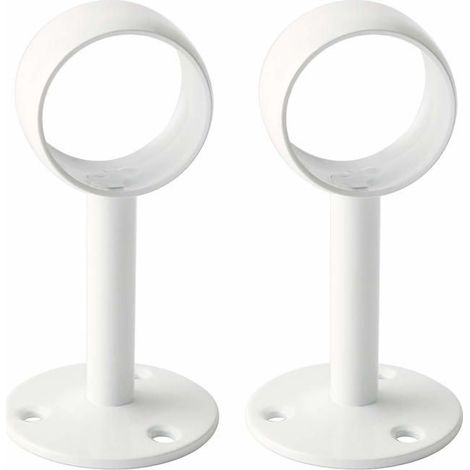 Stangenhalter für Vorhangstangen zur Deckenbefestigung, mit Schrauben aus glänzend weißem Edelstahl, 2er-Set.