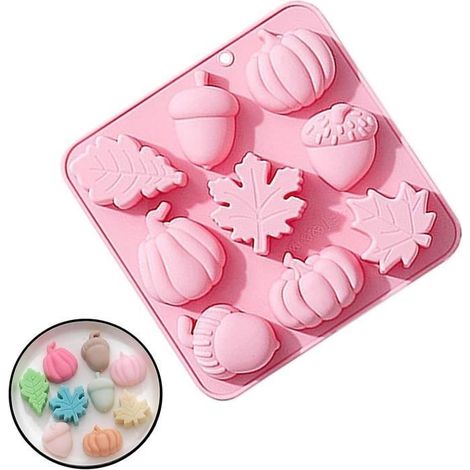 Herbstliche Silikon-Backformen, Fondantformen mit 9 Mulden, Pralinenformen, blattförmige Silikonformen (1/4)