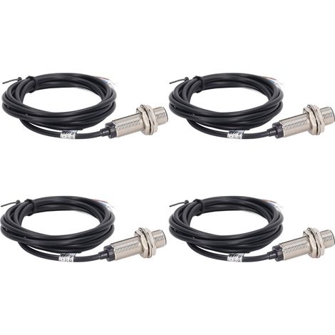 Quatre jeux de commutateurs de proximité inductifs, de 12 mm de diamètre, commutateurs de proximité à contact normalement fermé à trois fils de type NPN CC, 6-36 V CC, plage de mesure 2 mm. (1/5)