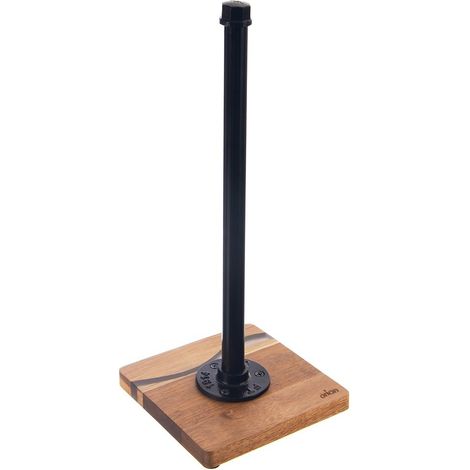 Porte-essuie-tout, métal, bois, noir, RIVER, 35 cm (1/5)
