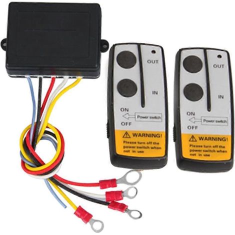 Télécommande universelle sans fil 12 V pour treuil électrique de camion ou VTT : module récepteur, émetteur, combiné et interrupteur. (1/5)
