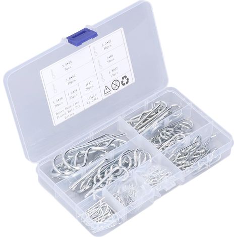 Lot de 125 goupilles en R et B, épingle à cheveux, 8 tailles, acier inoxydable, coffret transparent de rangement (1/5)