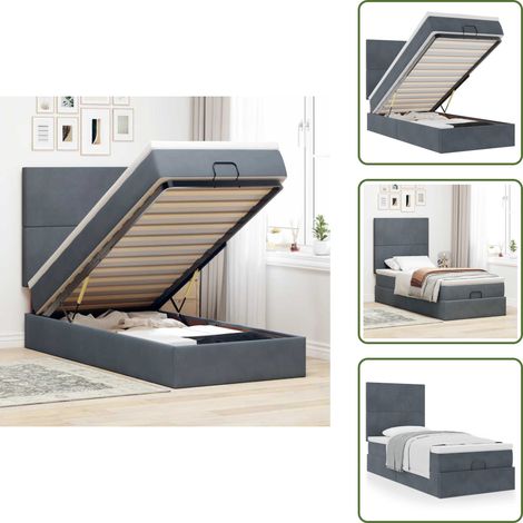 Cadre de lit ottoman avec matelas gris foncé 80x200 cm velours - Lit Ottoman - Lits Ottomans - Cadre De Lit - Cadre De Lit Avec Rangement (1/5)