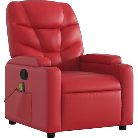 Poltrona relax TV funzione massaggio reclinabile 6 punti massaggio in PVC rosso DEC027103