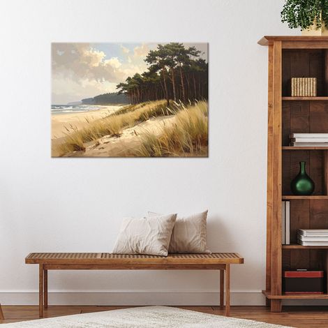 Wandbild Strand mit Dünen am Meer Blick 90x60 (1/4)