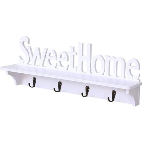 Portemanteau avec &Eacutetag&egravere Murale Porte-Manteau Crochet Support de Rangement Maison Douce Cr&eacuteative Murale &Eacutetag&egravere de Rangement pour Couloir Salle de Bain Salon Chamb (1/4)