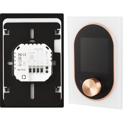 Thermostat connecté AC chauffage eau pour maison GA 5A WiFi écran VA tactile numérique molette réglable prog hebdo 5+1+1 manuel auto vacances blanc ABS acrylique 130x88mm IP20 (1/4)