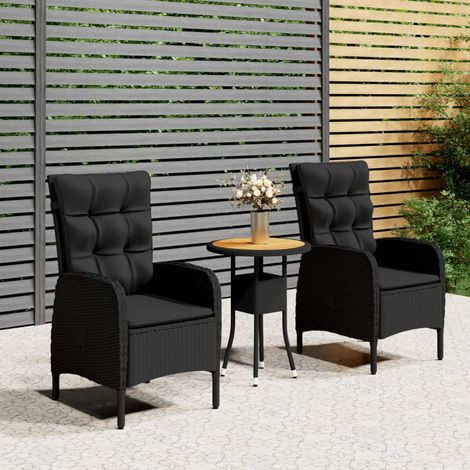 Salon de jardin 3 pcs - Mobilier de jardin - Ensemble Table + 2 chaises de bistro Résine tressée Noir Chic-742178 (1/5)