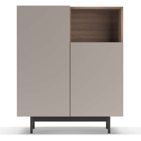 Mueble auxiliar modelo-602-1 acabado nogal/arena, 110 cm (alto) x 90 cm (ancho) x 34 cm (prof.) (1/3)