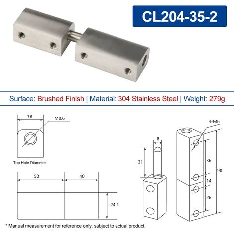 (CL204-35-2-BXG-LS-2PCS) Charnière détachable mère-enfant pour porte de boîte de distribution d'armoires industrielles, axe de charnière en alliage de zinc (1/5)