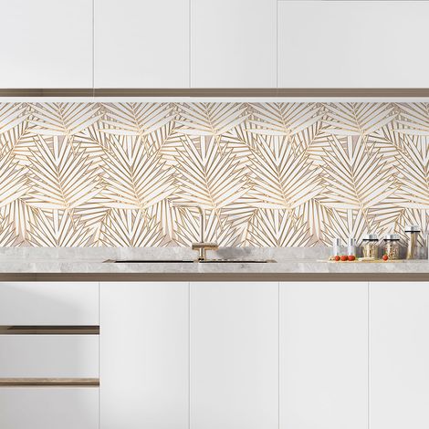 Crédence adhésive cuisine - Feuilles - 65x65 cm - Adhésif BRILLANT