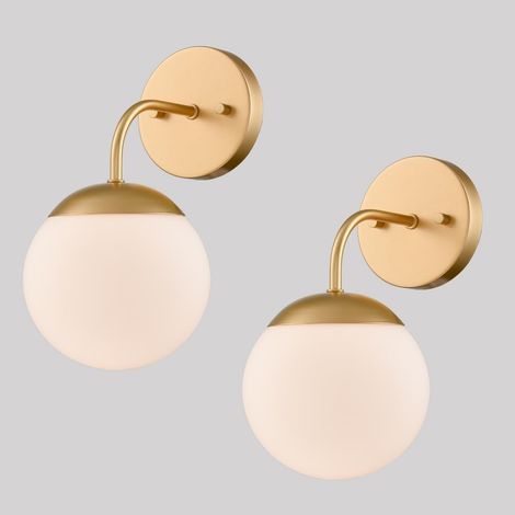 Applique murale dorée, style scandinave moderne, idéale pour la chambre, la salle de bain ou comme lampe de coiffeuse, lot de 2.