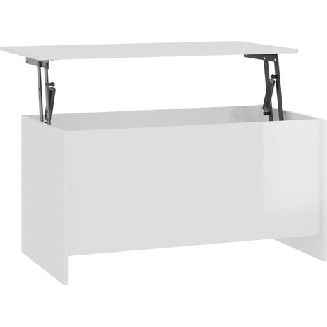 Maison Exclusive - Table basse blanc brillant 102x55,5x52,5 cm bois d'ingénierie (1/5)