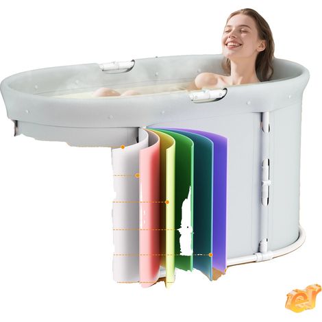 Vasca da bagno pieghevole, struttura multistrato, dimensioni 92 × 57 × 56 cm, peso 2,9 kg, certificazione CE, installazione autoportante. (1/5)