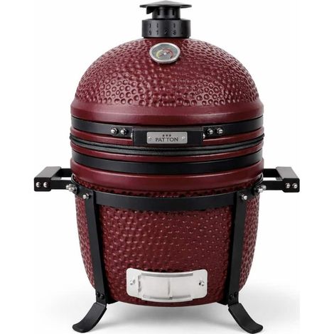Barbecue kamado en céramique à poser Patton Premium Compact 15" - Grille Ø 34 cm - rouge bordeaux mat