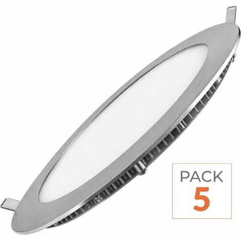 Spot LED Extra Plat Rond 24W Blanc (Pack de 5) - Blanc Froid 6000K - 8000K - SILAMP
