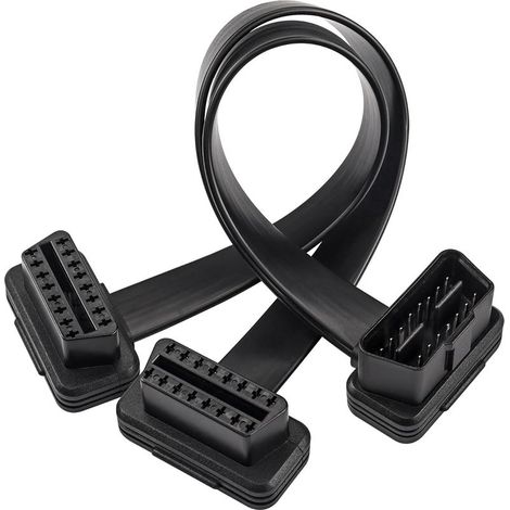 Câble d'extension plat répartiteur OBD-II à 16 broches de 0,3 m, adaptateur OBD2 mâle vers double femelle, câble répartiteur en Y OBDII pour traceur GPS. (1/5)