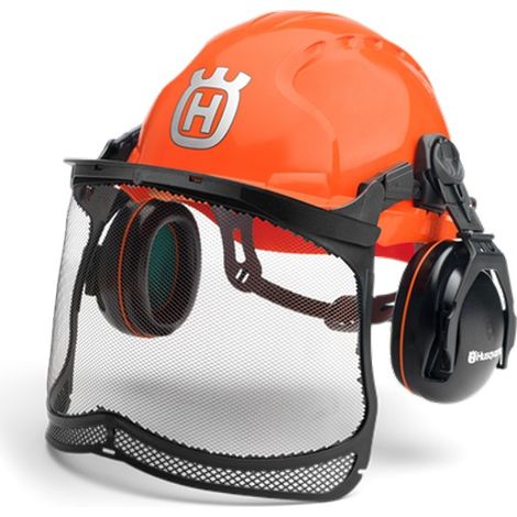 Husqvarna – Casque complet EN 397 – Norme EPI – Coiffe en polyéthylène haute densité – Résistant à -30° – Cordon cervical réglable (1/6)