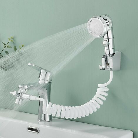 Ensemble de douche à pluie filtrée à main pour évier, robinet d'évier de salle de bain à main avec 3 modes de pulvérisation pour shampoing, salle de bain, buanderie