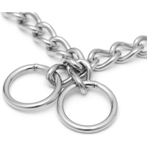 Collier étrangleur pour chien en acier inoxydable, chaîne à double anneau pour la promenade et le dressage des animaux (3,5 mm x 60 cm) (1/3)