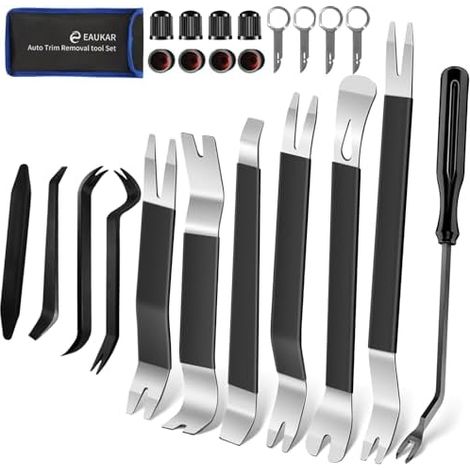 Outils de démontage pour voiture, kit 24 pièces et réparations voiture - Métal Outil panneau véhicule cales garniture Noir (1/5)
