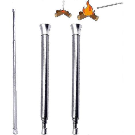 2er-Pack Teleskop-Blasrohre, 14 x 63,5 cm, faltbarer Taschenbalg aus Edelstahl, Teleskop-Lagerfeuerwerkzeug, für Lagerfeuer, Camping, Outdoor-Aktivitäten und Kochen (1/4)