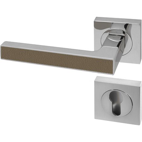 Poignée de porte d'intérieur Premium chrome à cylindre Cuir Lichen - Reivilo (1/3)