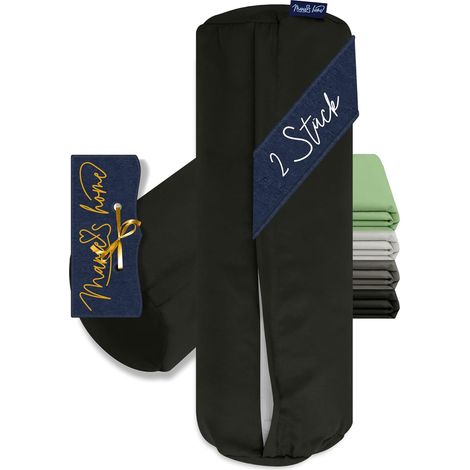 Lot de 2 housses de coussin Velvety Soft pour traversin 1615.2355, environ 40 x 15 cm, noir (1/5)