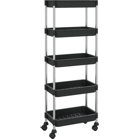 Chariot de cuisine 5 niveaux Noir 40x22x116 Fer et ABS (1/5)