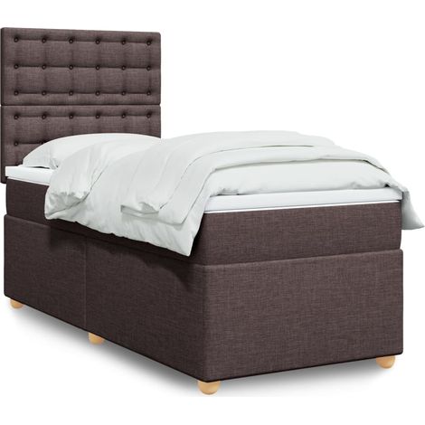 Boxspringbett mit Matratze Dunkelbraun 80x200 cm Stoff