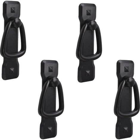 Sollbry Lot de 4 poignées de porte vintage noires pour armoire de cuisine, placard, commode, tiroir 95 x 25 mmAec (1/5)