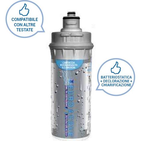EUROACQUE - CARTUCCIA SMALL AD ATTACCO RAPIDO CON FILTRAZIONE CARBON BLOCK SINTERIZZATO CON ARGENTO CARGENTS (1/2)