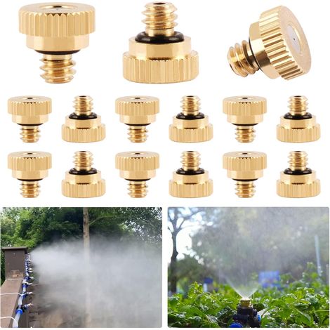 15pcs Buse d'atomisation 0.5mm Buses de Brumisation en Laiton Atomiseur Buse Tête de Pulvérisation Arroseurs Système de Refroidissement Irrigation pour Jardin Terrasse Patio (1/5)