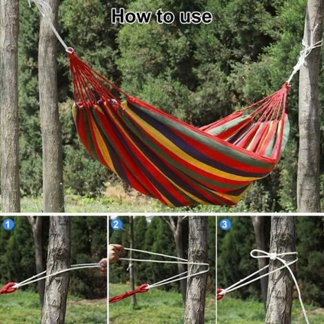 Hamac D'extérieur de Camping, Hamac d'arbre Portable, Hamac de Jardin, Hamac Suspendu, pour Jardin, Balcon, pour Une Personne (1/4)