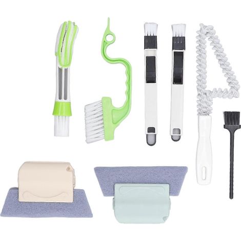Outil de nettoyage de joints en 8 pièces pour les armoires de cuisine et les appareils ménagers, comprenant une brosse de nettoyage pour les coins et les interstices.