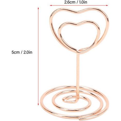 Porte-Numero De Table - Metal - Forme Coeur - 5 x 2,6 cm - Pour Evenements Mariage Bureau Ecole - Lot De 20 (1/5)
