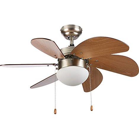 Orbegozo CP 15075N Ventilatore da soffitto de con luce, 3 velocità, 6 pale de legno, de sistema di ventilazione reversibile, 50 W (1/4)