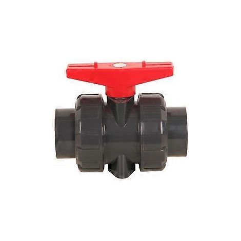 Doppelverschraubung zum Verkleben, Durchmesser 25 mm, PVC-Kugelhahn, Kugelventil für Schwimmbecken, DN20 (Innendurchmesser 25 mm)