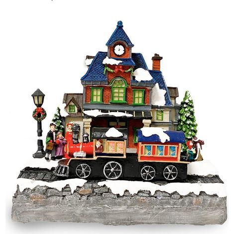 Carrousel de Noël lumineux avec mélodie et mouvement – Dimensions 24x15,5x26 cm – Résine et plastique – Fonction ON/OFF/LIGHT – Mediawave Store (1/5)