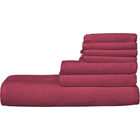 Set 4 pezzi asciugamani, 100% cotone,colori brillanti,alta qualita' Bordeaux