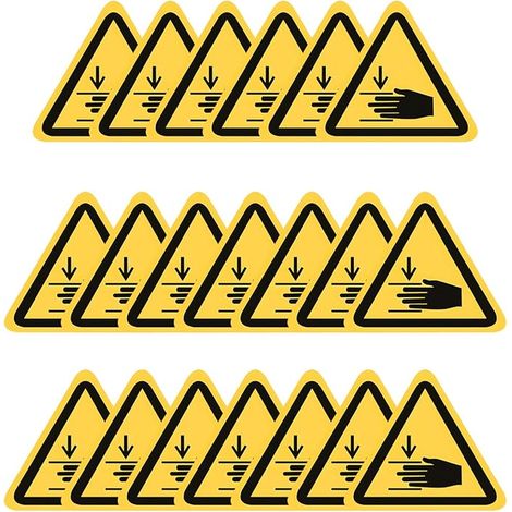 Ecrasement Des Mains, Autocollant Vinyl De Risque Panneaux Adhésifs Triangulaires Danger Impression Au Soleil Apport Main Adhésifs Triangle Jaune Dangereux Pour Extérieure Intérieur (1/5)
