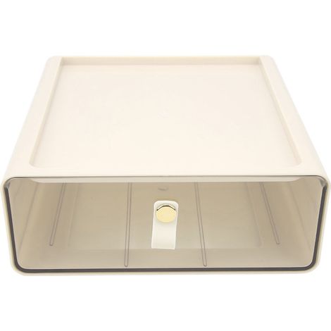 Große, transparente Aufbewahrungsbox mit Schublade, cremefarbener Schreibtisch-Organizer für Büromaterial (1/5)
