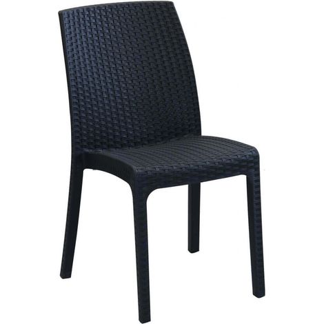 Sedia impilabile da esterno bar ristorante in polyrattan effetto wicker Richmond -  Black