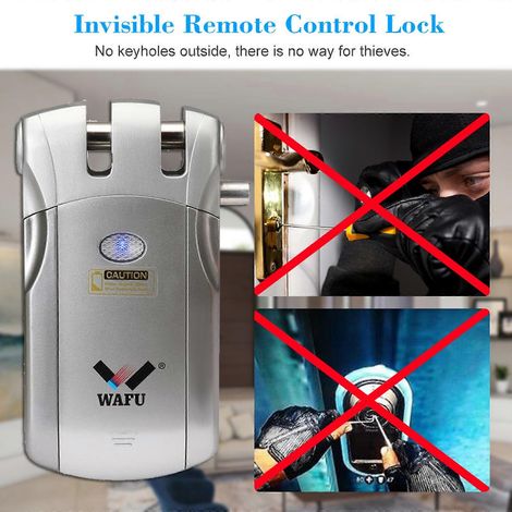 WAFU WF-018U Serrure de sécurité sans fil avec télécommande, invisible et intelligente, en alliage de zinc, compatible iOS et Android, déverrouillage via application avec 4 télécommandes. (1/4)